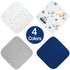 Viviland Baby Washcloths, Super Soft Baby Bath Towels for Newborn 24 Pack, Blue-Giraffe Pattern