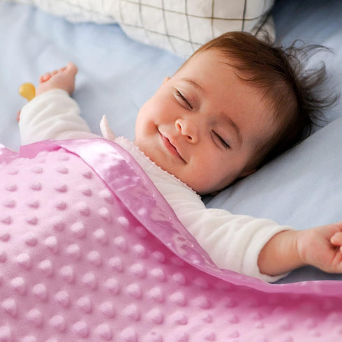 Pro Goleem Baby Soft Minky Dot Blanket with Silky Satin Backing for Girls (Pink, 30’’ x 40’’)