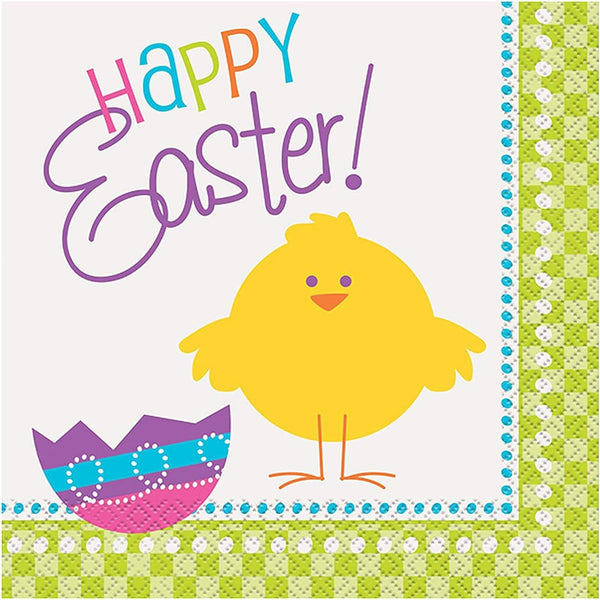 Unique Easter Chick Luncheon Paper Napkins | 6.5" x 6.5" | 16 Pcs, 13" x 13", Multi