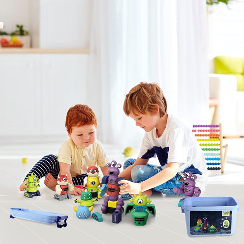 Gifts2U 35 Set Playset 3-6 Magnetic Robots for Kids, PCS Magnetic Blocks with Storage Box, Stacking Robots Toy STEM