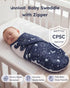 100% 3 Pack 0-3 Unnivoll Baby Swaddles for Newborns with Zipper, Cotton Newborn Swaddle Sack, Baby Swaddles Months