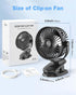 TCJJ 5200 3 360 Portable Clip on Fan, Rechargeable Stroller Fan, USB Desk Fans With TYPE-C Port mAh Battery Operated