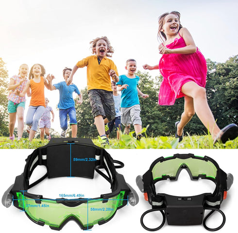 AGM Kids Night Vision Goggles - Adjustable Spy Gear Night Mission Goggles with Flip-Out Lights, Green Lens