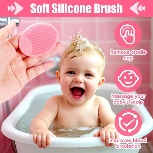 Set, 4Pcs Baby Hair Brush and Comb Baby Soft Bristles Brush Cradle Cap Brush Hair Comb for Newborns Toddlers Boys Girls