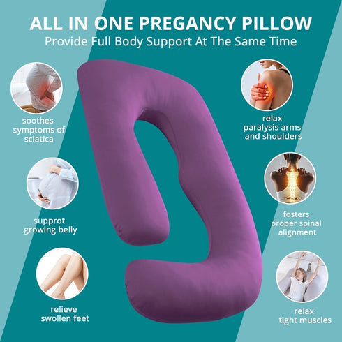 Sasttie Pregnancy Pillows for Sleeping, U Shaped Cooling Full Body Pillow with Removable Cover, Pregnant Women Must