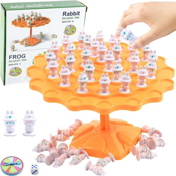 Rabbit Balance Game Toys, Two-Player Interactive Family Tabletop Puzzle Game, Montessori Toy Birthday Christmas Gifts