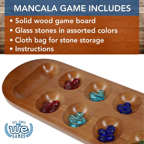 African Stone Game Coffee Table - Solid Wood with Walnut Stain