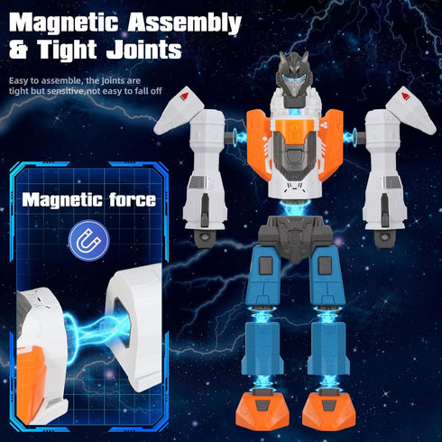 3 1 3 4 5 6 7 Miebely Magnetic Transform Robot Toy, in Large STEM Construction Transforming Toy for Toddlers, Kids