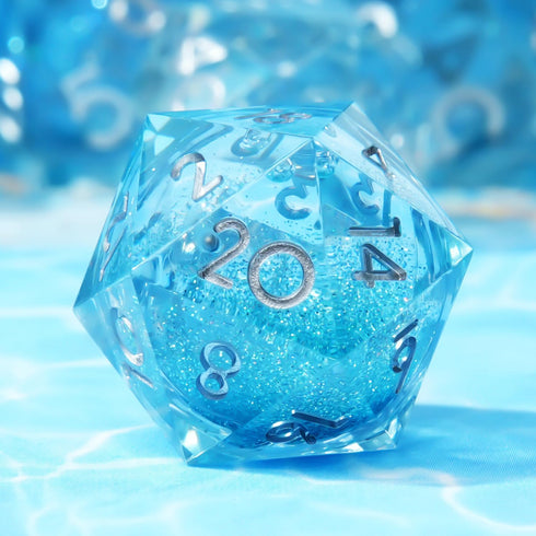 Single Liquid core D20 Dice-22MM 20 sideds Resin Sharp Edged Resin Dice