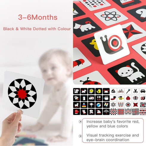 beiens High Contrast Baby Flashcard, 80 Pcs Visual Stimulation Learning Cards for Babies Ages 0-36 Months (5.5'' x