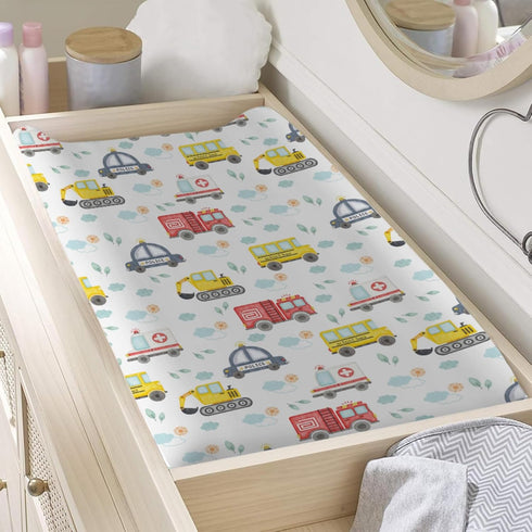Watercolor Cars Changing Pad Covers, Cute Transport Vehicle Diaper Change Pad Sheets for Girls or Boys