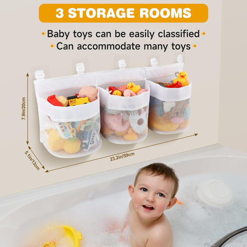 2 Pack Bath Toy Storage Bag, Bath Toy Hanging Organizer Net, Bath Toy Mesh Bag, Storage and Sorting Of Toys, Ideal for Bathroom Organizer