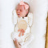 YOUAME Girls Hello World Wood Sign - Newborn Birth Announcement Plaque, Scallop Edge Wooden Sign Disc, Hospital Name