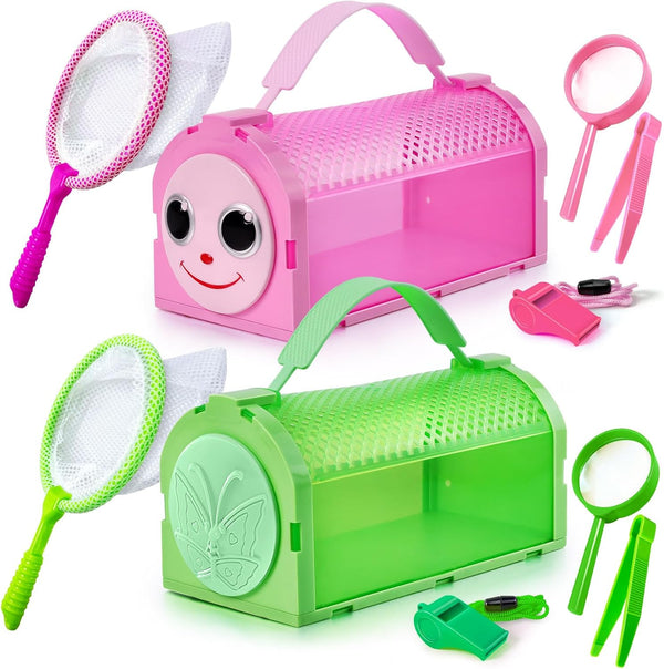Bug Catcher Kit for Kids - 10 Pcs Bug Collection Kit with Bug Cage, Tweezers, Magnifying Glass, Outdoor Toys