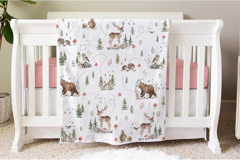 SqtmuHLuo 60x80inch Animals Blanket for Boys Girls Bear Deer Rabbit Hedgehog Owl Squirrel Soft Baby Receiving Blanket