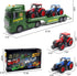 Yiwsnust 25.6 2 3-8 Large Flatbed Semi Truck, Large Farm Truck Toy with Tractors, Friction Powered Farm Transport Truck