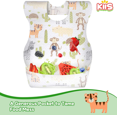 KIIS Disposable Baby Bibs for Boys and Girls - Individually Packaged, Hygienic, Soft and Leakproof (20 PCS / 60 PCS)