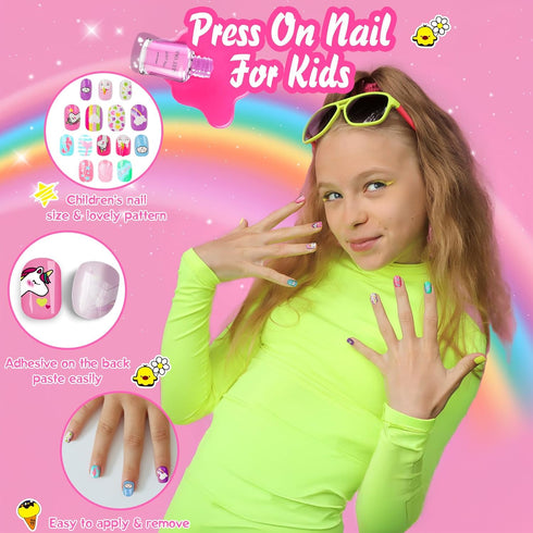 Set 7-12 Amagoing Kids Nail Polish for Girls, Girls Nail Kit Ages with Nail Dryer, Quick-Dry Nail Polish, Nail Art
