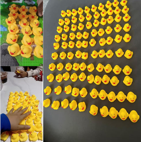 DZTIAN 51-Pieces Float & Squeak Mini Rubber Duck Baby Bath Ducky Sound ShowerToys for Kids Celebrate The Joy of The