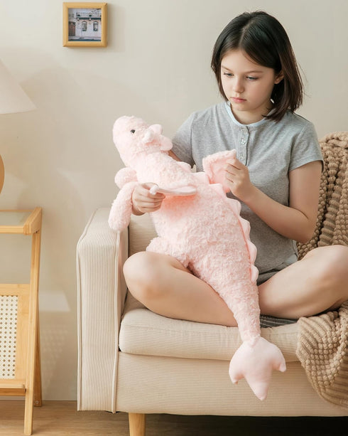 5Lbs 35.4", Weighted Stuffed Animal Heavy Soft Dragon Plush Toy, Pink Weighted Dragon Stuffed Animal for Kids