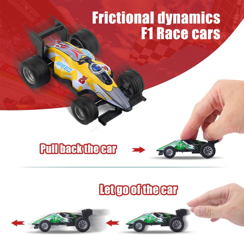 F1 Formula Pull Back Cars Toy Model Set, 12 Pack 1:43 Matchbox Small Race Cars for Toddlers Ages 2-8