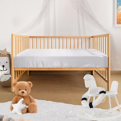 52x28x8 Pro Goleem Satin Soft Crib Sheet Great for Baby with Sensitive Hair Silky Baby Sheet White Unisex Fitted Sheet