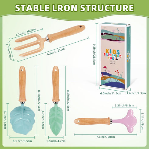 Set 2-5 4pcs Toddler Gardening Tools for Kids Years, Outdoor Sand & Beach Toys with Shovel Rake, Childrens Garden Kit
