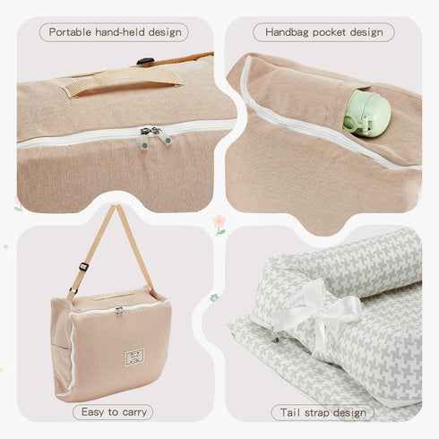 Cozy Baby Lounger for Newborn, Portable Breathable Baby Nest Infant Lounger Adjustable U-Shaped Safety Bumper
