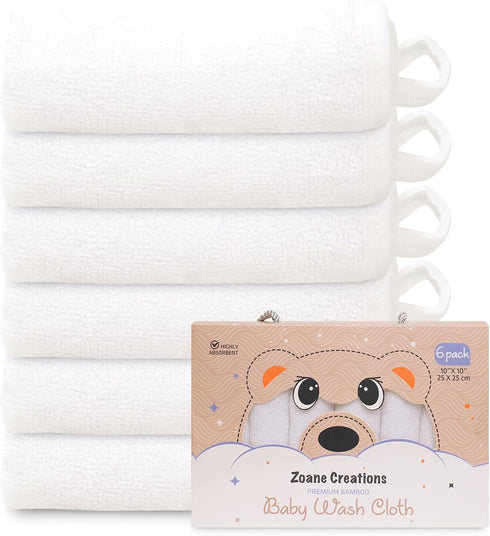 Zoane Creations Premium Baby Wash Cloths for Babies Ultra-Soft, Highly Absorbent, 500