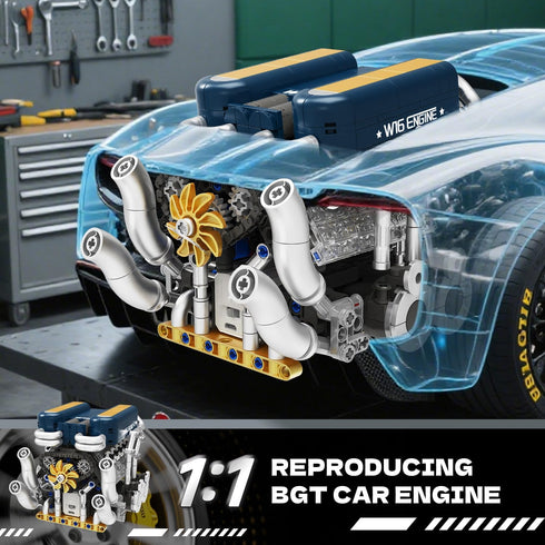 Sikewettx W16 V8 751 W16 Sets 8-14, Engine Building Kit (Twin Design), PCS to Build Your Own Engine Model Kit for Kids