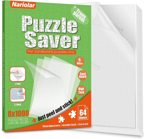 Nariolar Ultra-Adhesion Transparent Puzzle Glue Sheets, 64 Puzzle Saver Sheets for Preserving