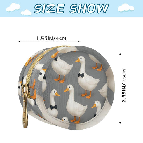 Geese Round Pacifier Storage Case with Zipper, Portable Pacifier Case for Travel, Diaper Bag & Purse, Pacifier