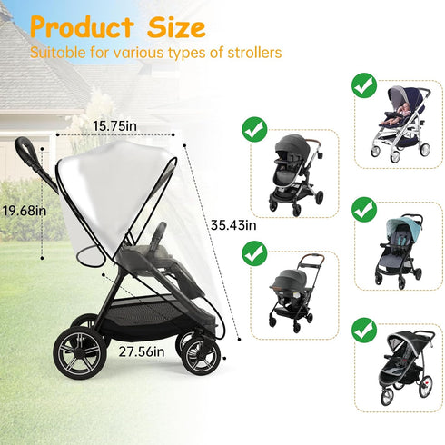 Eiszhjk Rain Cover Compatible with Nuna Stroller - Waterproof Stroller Rain Cover, Windproof Travel Weather Shield