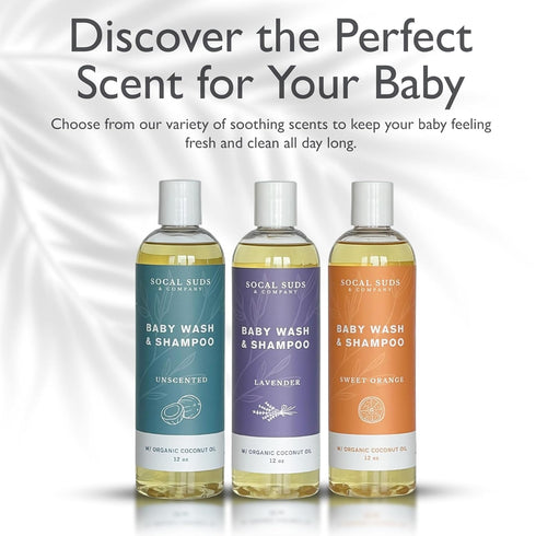 2-in-1 12oz 2Pk SoCal Suds & Company Organic Baby Shampoo and Body Wash - Castile Soap, Hypoallergenic, Sensitive Skin