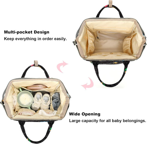 Xunteny Backpack Dinosaur Baby Diaper Bag for Girls Boys, Waterproof Large Maternity Nappy Bags for Mom