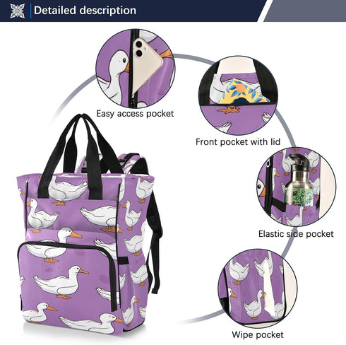 YANENDIE Backpack, Backpack Backpack Cute Farm Goose Diaper Bag Unisex Travel Baby Diaper Bags with Stroller Straps