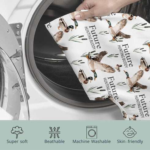 HawSkgFub Future Duck Hunting Buddy Nursing Pillow Cover for Baby Boys, Mallard Duck Hunter Wild Animal Reeds Lake