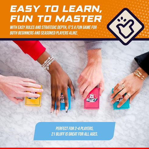 21 4 Bluff The Ultimate Bluffing & Strategy Card Game for Family Game NightFast-Paced & Hilarious Party Game Outsmart