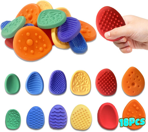 DENEZE 18pcs Easter Basket Stuffers Fidget Toys Sensory Stone for KidsTextured Soft Worry