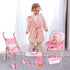 Set deAO Baby Doll Stroller Crib Bed Nursery Role Play Baby Doll Accessories and Play Mat,Travel Cot,Bouncer,Foldable