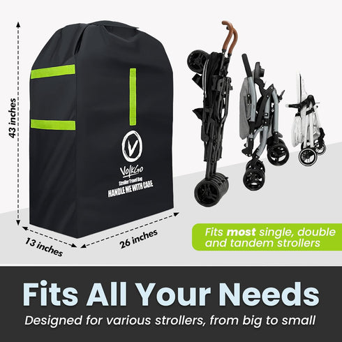 V VOLKGO Large Stroller Bag for Airplane, Large Cover for Airtravel, Jogger & Umbrella Stroller Cover for Travel - Fits