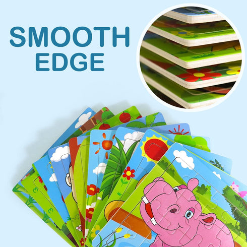 Puzzles for Kids Ages 3-5 - 9 Pack Wooden Jigsaw Puzzles for Toddlers 16 Pieces Educational Learning Toys