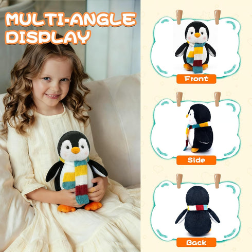 Bakalizoo 10'' Penguin Dolls with Scarf, Soft Stuffed Plush Animal Toys Plushies - Gifts for Kids Toddlers Birthday