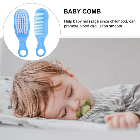 Set 2 Sets Comb and Brush for Newborns and Infants, Soft Bristle Massage Hairbrush with Comb, Gentle Scalp Care Nursery