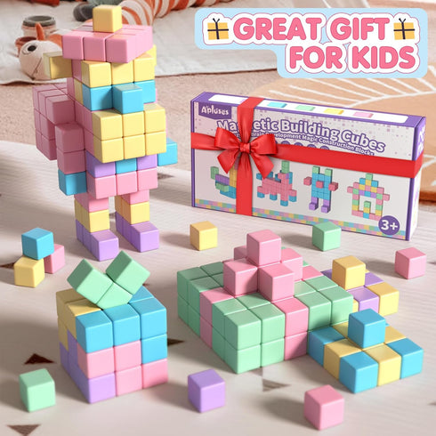 32pcs Magnetic Blocks Building Cubes for Toddlers, Creative Learning Toys for Preschool Montessori Sensory