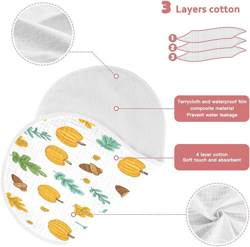 YETTASBIN Autumn Pumpkin Muslin Baby Burp Cloth, Super Soft Absorbent Cotton Burp Rag Baby Bibs Feeding Cloth
