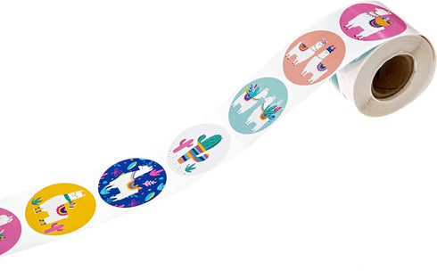 250 Llama Party Stickers - 1.5" Vibrant Desert Event Decals, 6 Colorful Alpaca Designs, Made in The USA