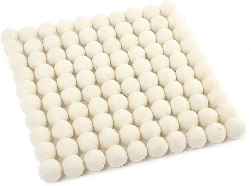 Glaciart One Wool Felt Balls, 100 Pieces Handmade Felted Pure White Color, 2.5 Centimeters - Bulk Small Puff for Felting