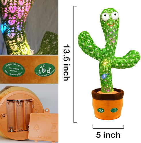 Talking Cactus Toy, Volume Adjustment Dancing Cactus, Mimicking Toy, Light Up Baby Toy, Funny Gift for Boys Girls 0-3