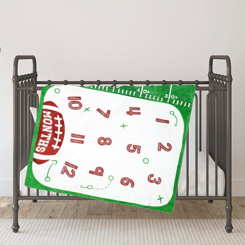 Football Baby Monthly Milestone Blanket, Sports Month Blankets, Growth Chart Nursery Swaddling Gift Ideas, Plush